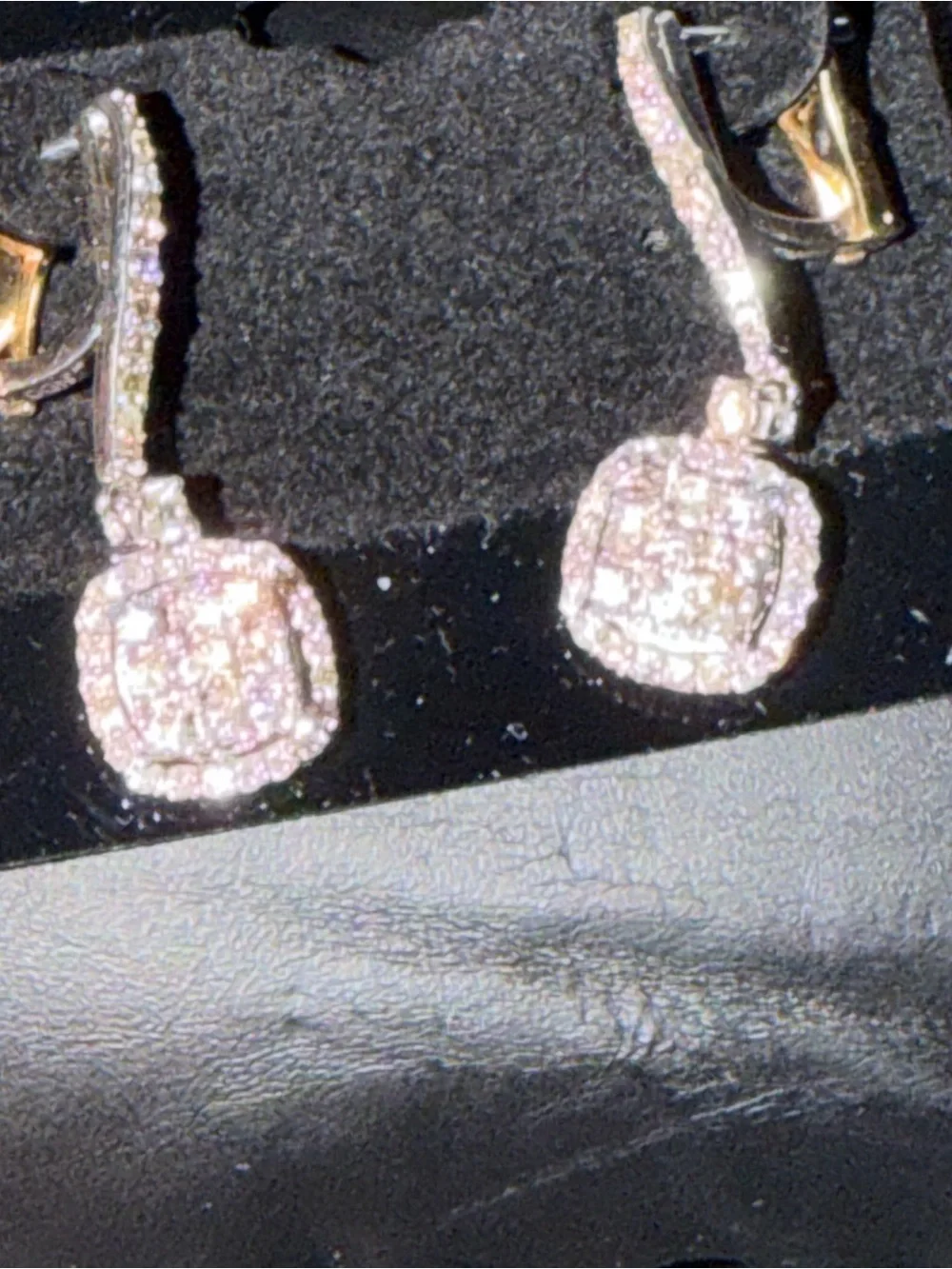 14KTTG dia cluster drop Earrings 84RB=1.40ctw j-m11-12 6.6grams